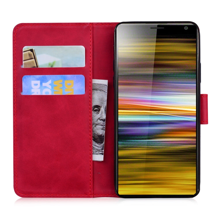 For Sony Xperia 10 Skin Feel Pure Color Flip Leather Phone Case