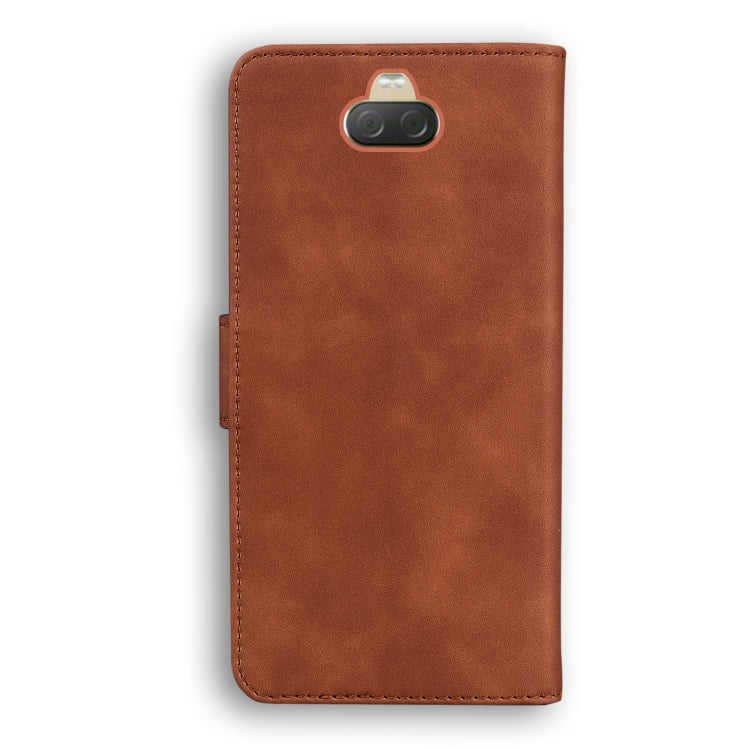 For Sony Xperia 10 Skin Feel Pure Color Flip Leather Phone Case