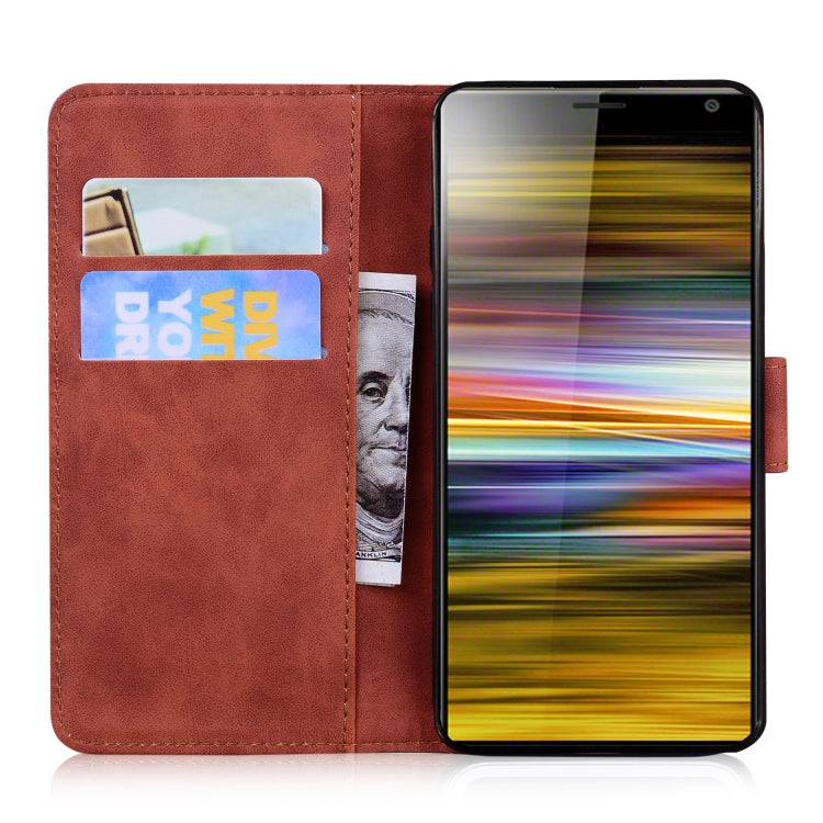 For Sony Xperia 10 Skin Feel Pure Color Flip Leather Phone Case