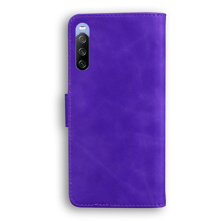 For Sony Xperia 10 III Skin Feel Pure Color Flip Leather Phone Case