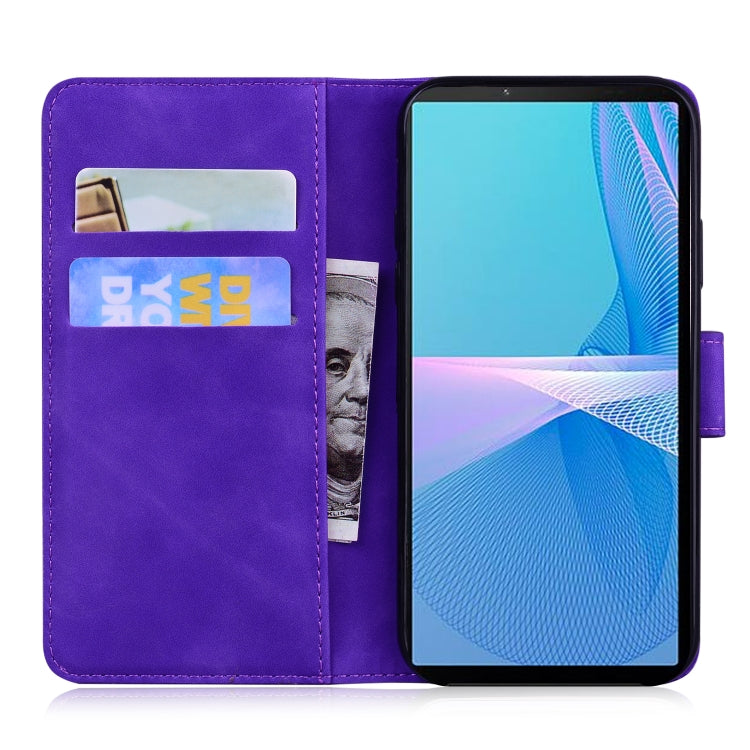For Sony Xperia 10 III Skin Feel Pure Color Flip Leather Phone Case
