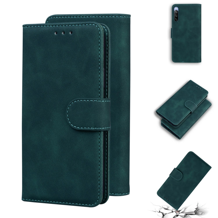 For Sony Xperia 10 III Skin Feel Pure Color Flip Leather Phone Case