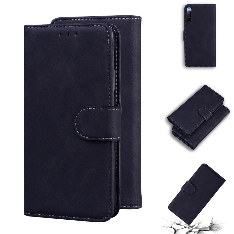 For Sony Xperia 10 III Skin Feel Pure Color Flip Leather Phone Case