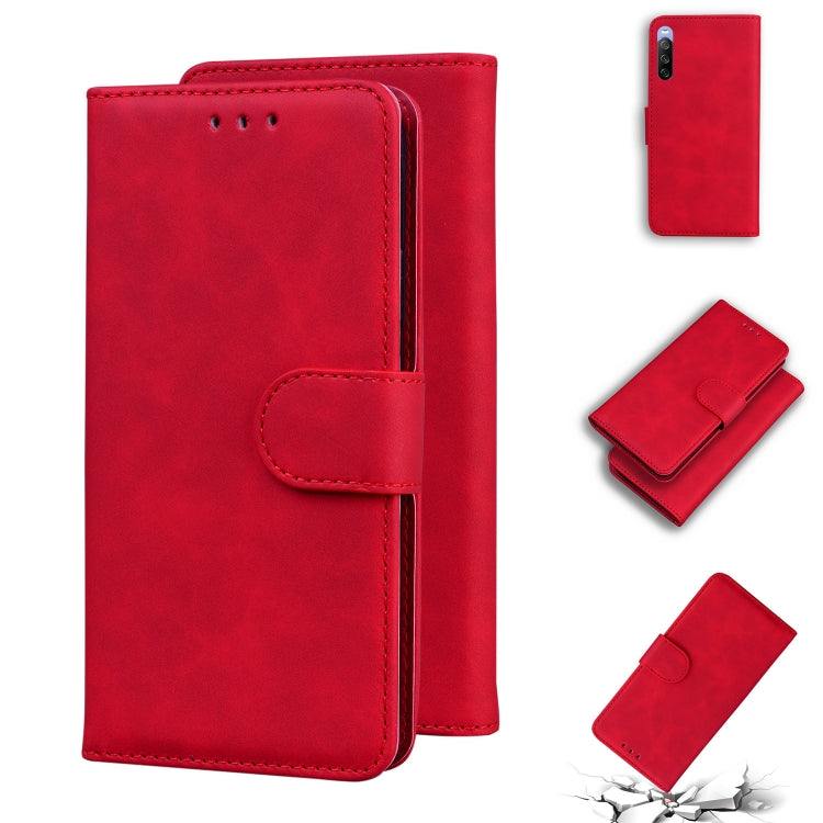 For Sony Xperia 10 III Skin Feel Pure Color Flip Leather Phone Case