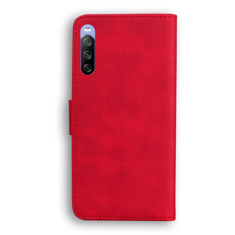 For Sony Xperia 10 III Skin Feel Pure Color Flip Leather Phone Case