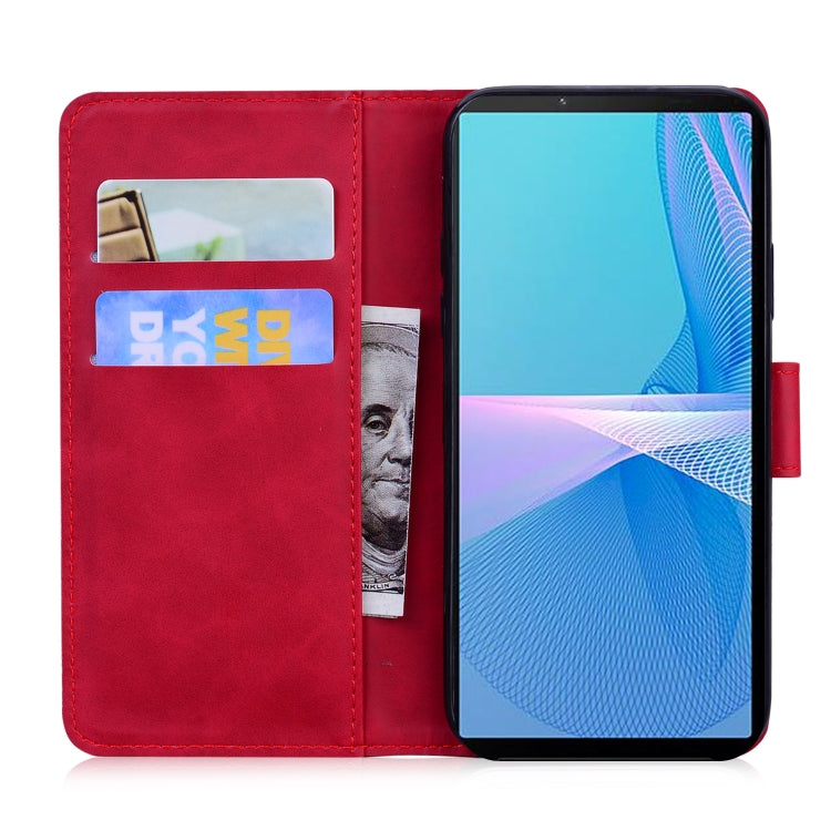 For Sony Xperia 10 III Skin Feel Pure Color Flip Leather Phone Case