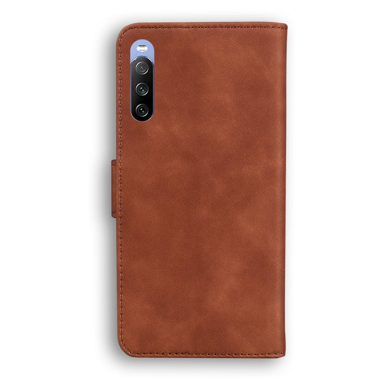 For Sony Xperia 10 III Skin Feel Pure Color Flip Leather Phone Case