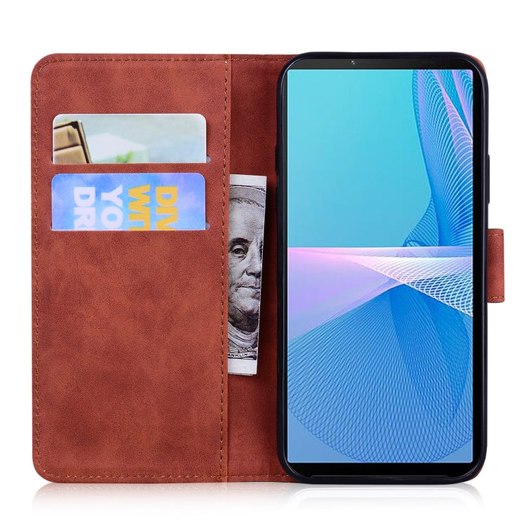For Sony Xperia 10 III Skin Feel Pure Color Flip Leather Phone Case