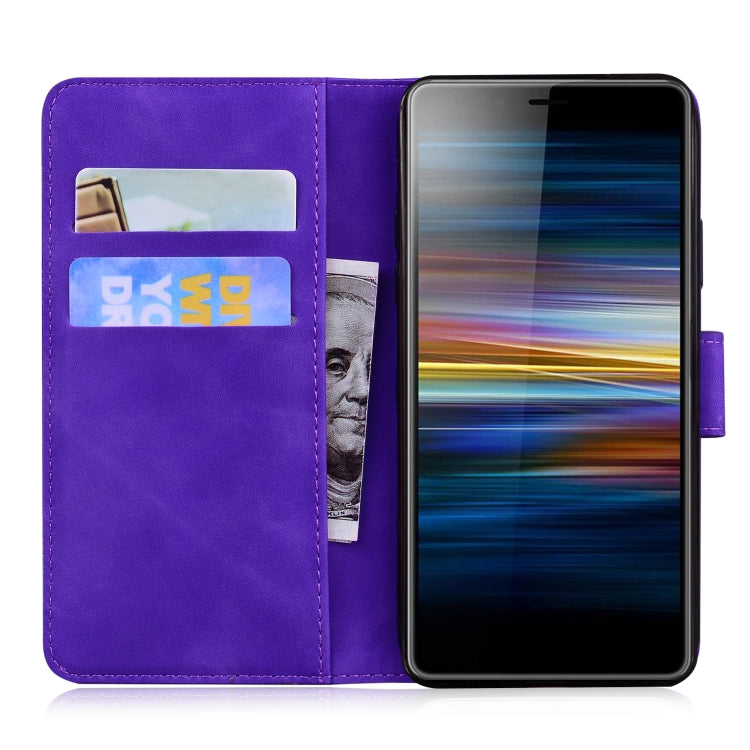 For Sony Xperia L3 Skin Feel Pure Color Flip Leather Phone Case