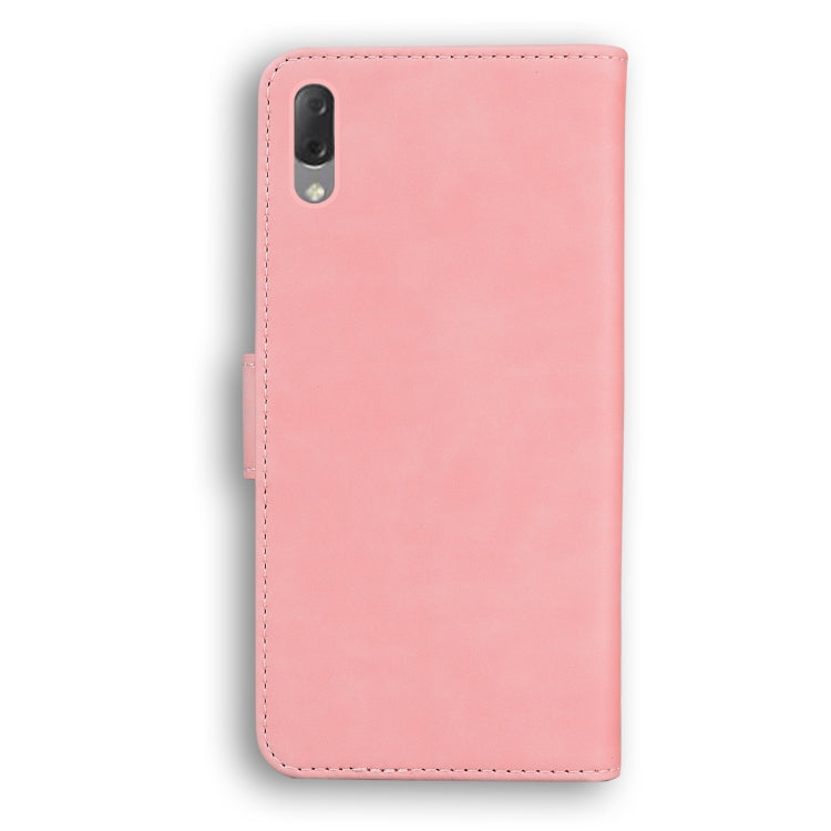 For Sony Xperia L3 Skin Feel Pure Color Flip Leather Phone Case