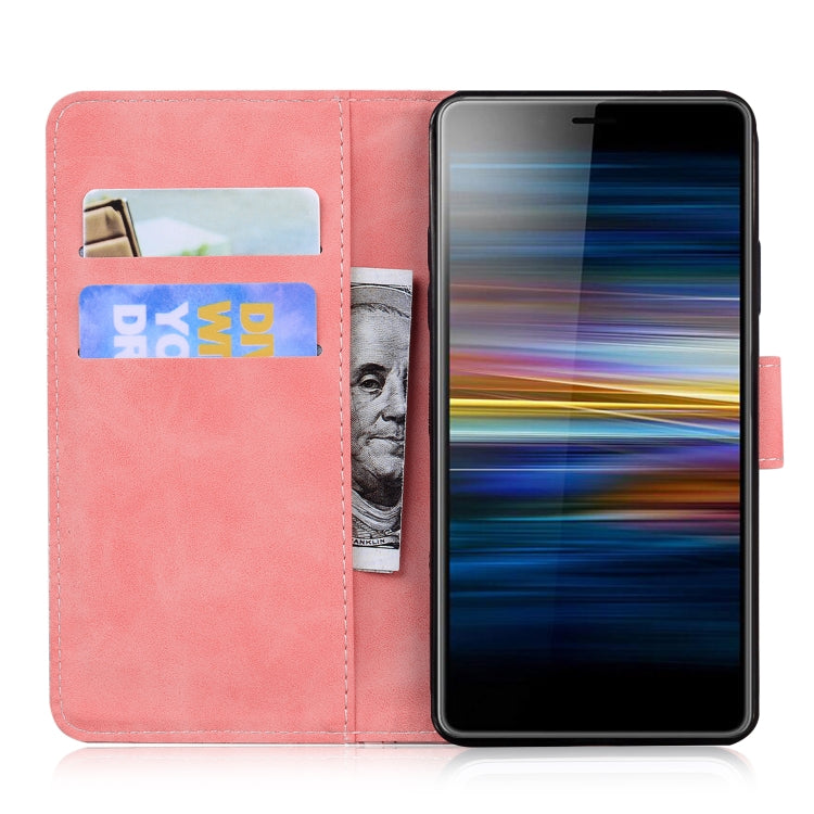 For Sony Xperia L3 Skin Feel Pure Color Flip Leather Phone Case