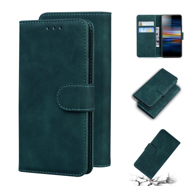For Sony Xperia L3 Skin Feel Pure Color Flip Leather Phone Case
