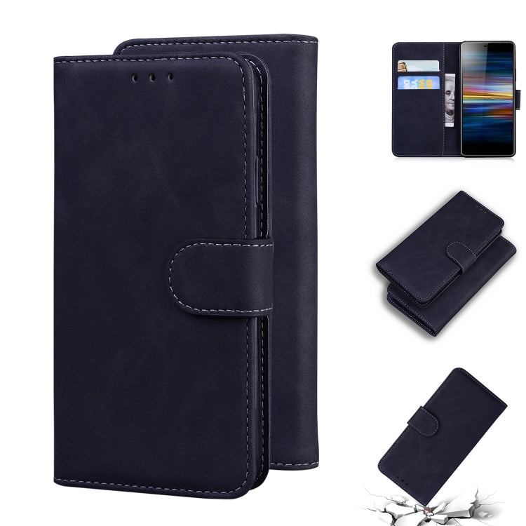 For Sony Xperia L3 Skin Feel Pure Color Flip Leather Phone Case