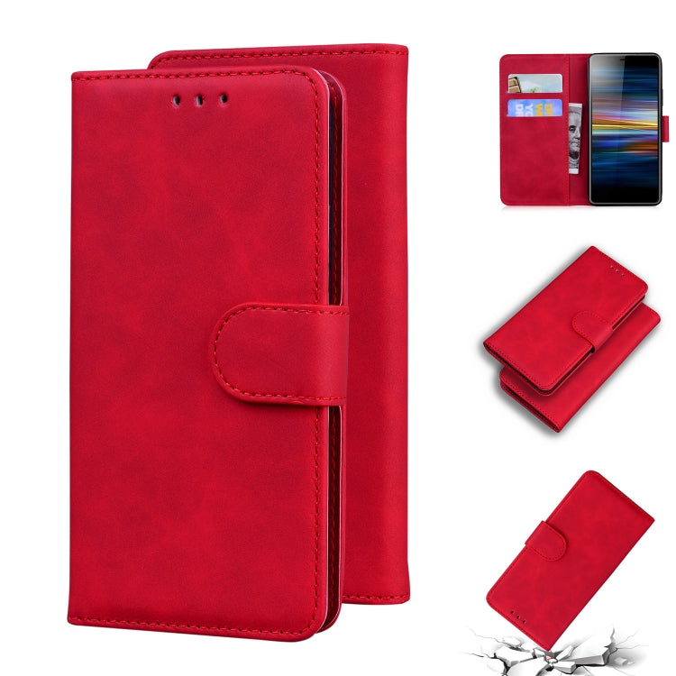 For Sony Xperia L3 Skin Feel Pure Color Flip Leather Phone Case