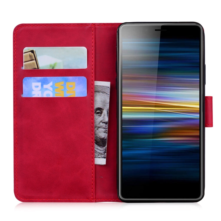 For Sony Xperia L3 Skin Feel Pure Color Flip Leather Phone Case