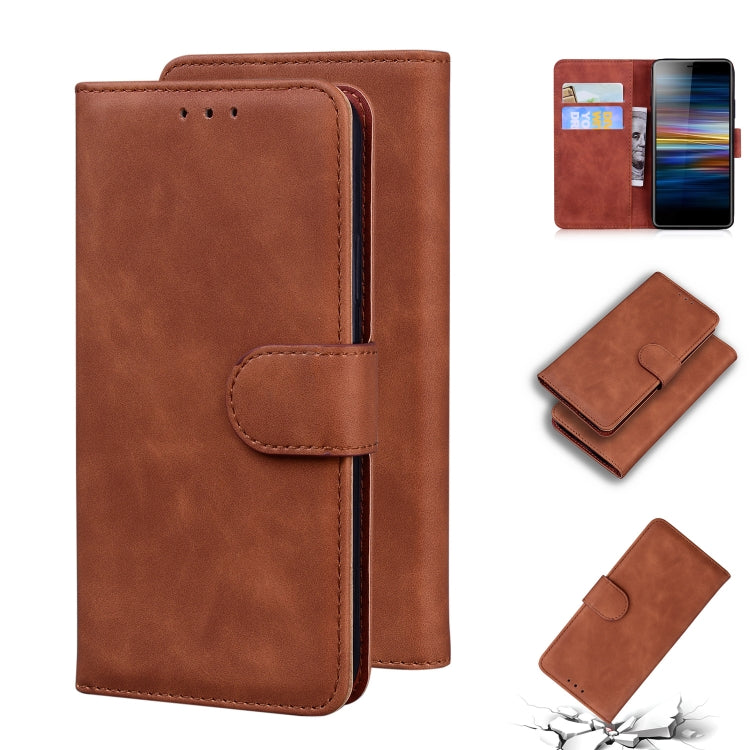 For Sony Xperia L3 Skin Feel Pure Color Flip Leather Phone Case