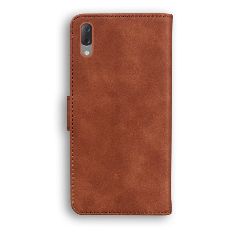 For Sony Xperia L3 Skin Feel Pure Color Flip Leather Phone Case