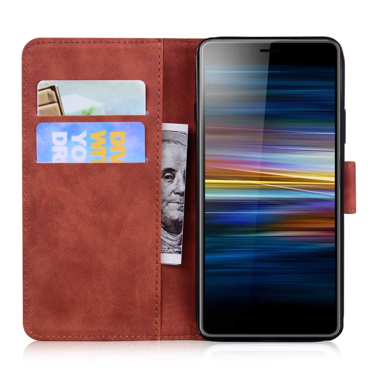 For Sony Xperia L3 Skin Feel Pure Color Flip Leather Phone Case