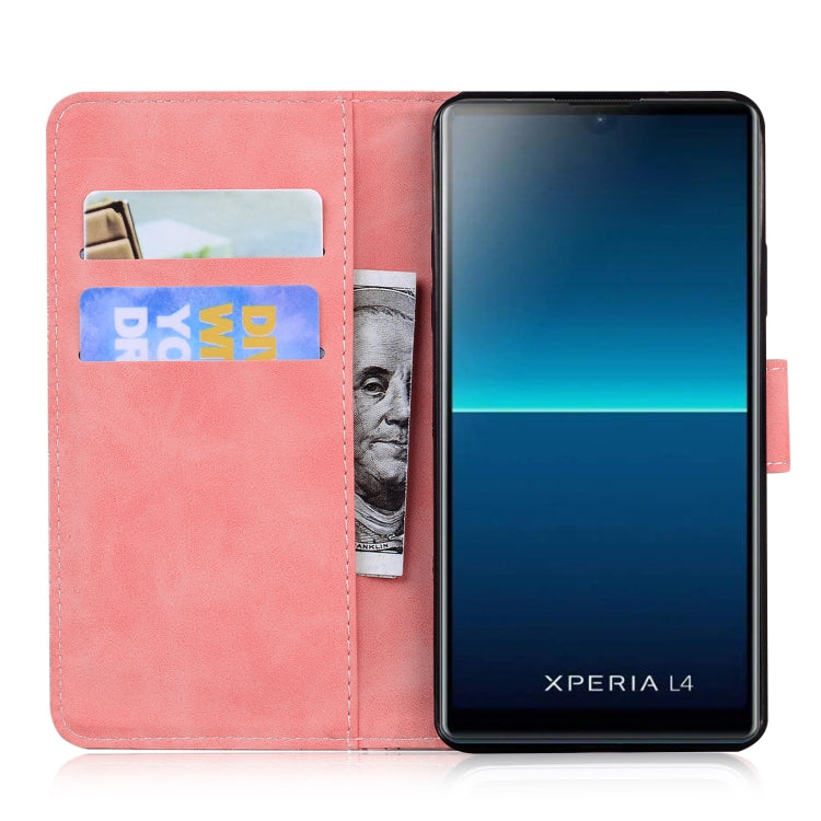 For Sony Xperia L4 Skin Feel Pure Color Flip Leather Phone Case