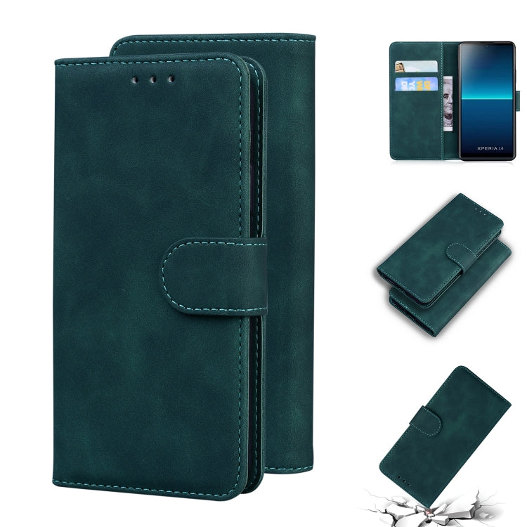 For Sony Xperia L4 Skin Feel Pure Color Flip Leather Phone Case