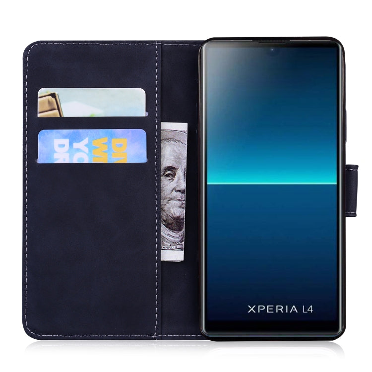 For Sony Xperia L4 Skin Feel Pure Color Flip Leather Phone Case