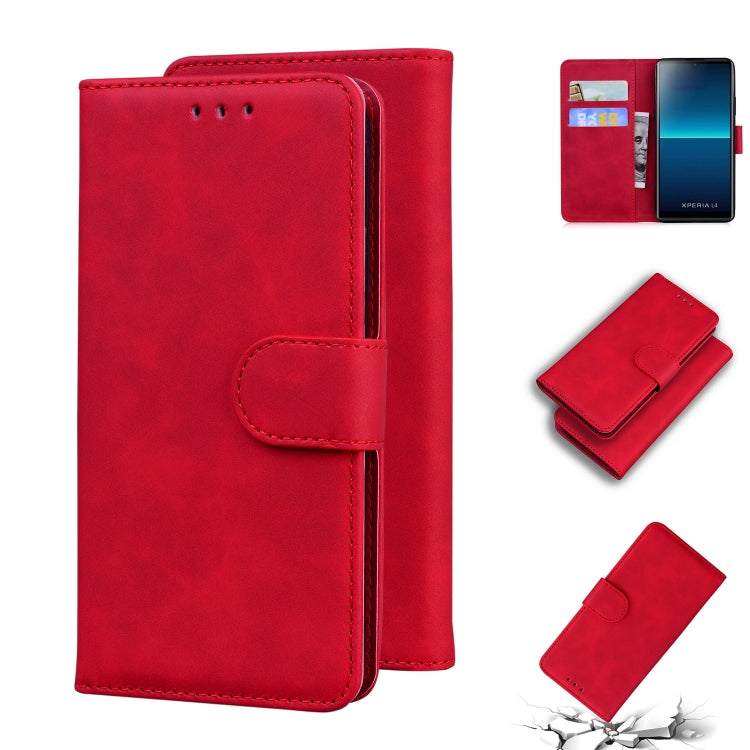 For Sony Xperia L4 Skin Feel Pure Color Flip Leather Phone Case