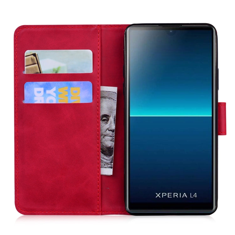 For Sony Xperia L4 Skin Feel Pure Color Flip Leather Phone Case