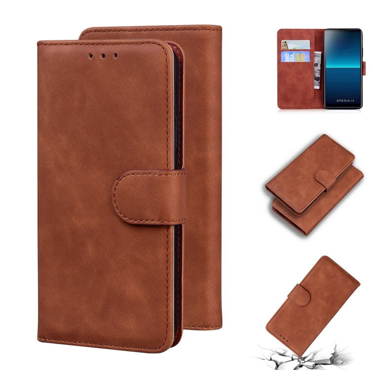 For Sony Xperia L4 Skin Feel Pure Color Flip Leather Phone Case
