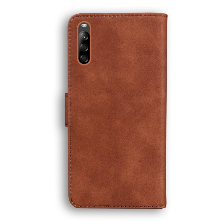 For Sony Xperia L4 Skin Feel Pure Color Flip Leather Phone Case
