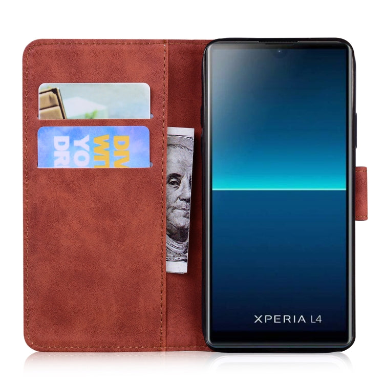For Sony Xperia L4 Skin Feel Pure Color Flip Leather Phone Case
