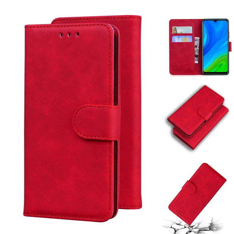 For Huawei P smart 2020 Skin Feel Pure Color Flip Leather Phone Case
