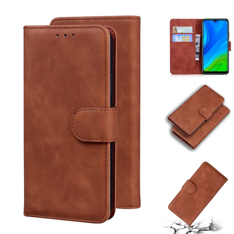For Huawei P smart 2020 Skin Feel Pure Color Flip Leather Phone Case