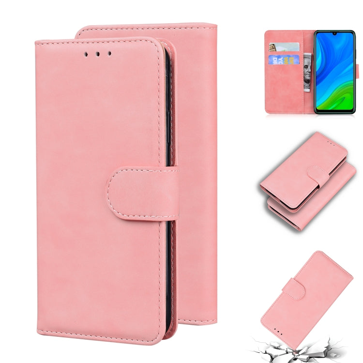 For Huawei P smart 2020 Skin Feel Pure Color Flip Leather Phone Case