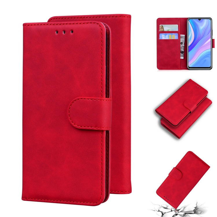 For Huawei Enjoy 10s / P Smart S / Y8p Skin Feel Pure Color Flip Leather Phone Case