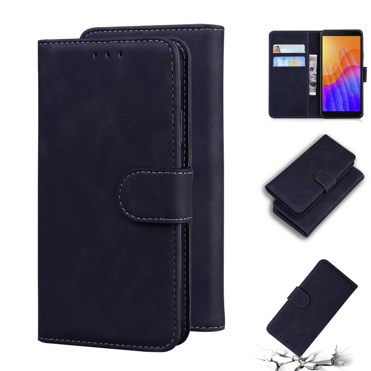For Huawei Y5p Skin Feel Pure Color Flip Leather Phone Case