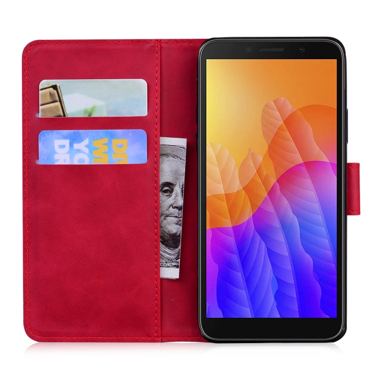 For Huawei Y5p Skin Feel Pure Color Flip Leather Phone Case