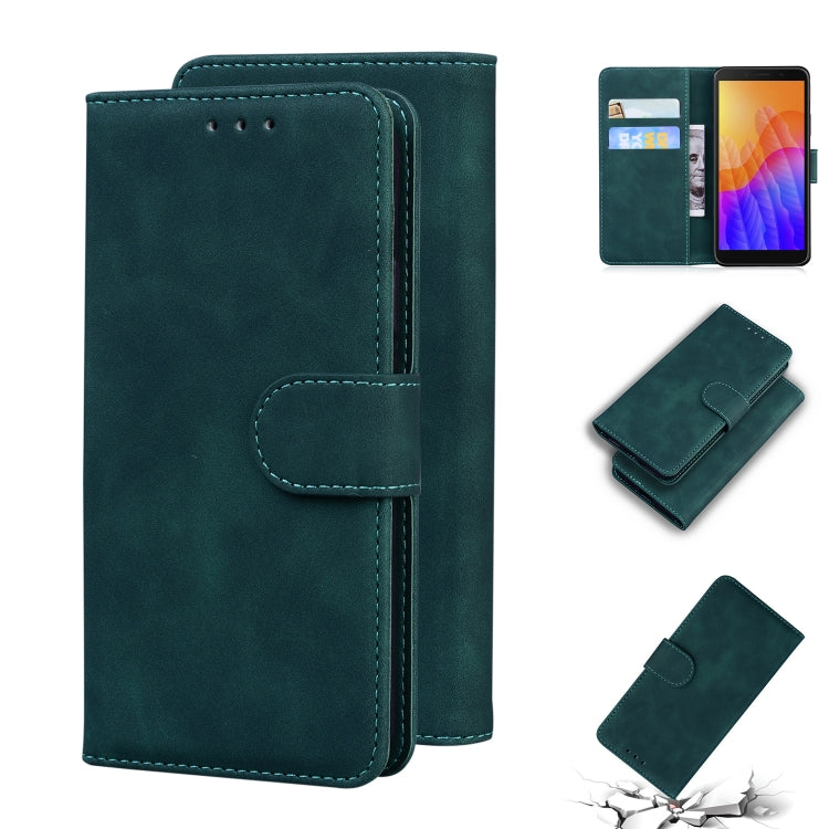 For Huawei Y5p Skin Feel Pure Color Flip Leather Phone Case