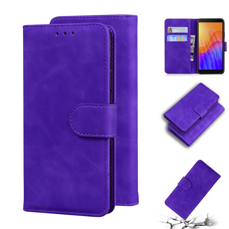 For Huawei Y5p Skin Feel Pure Color Flip Leather Phone Case