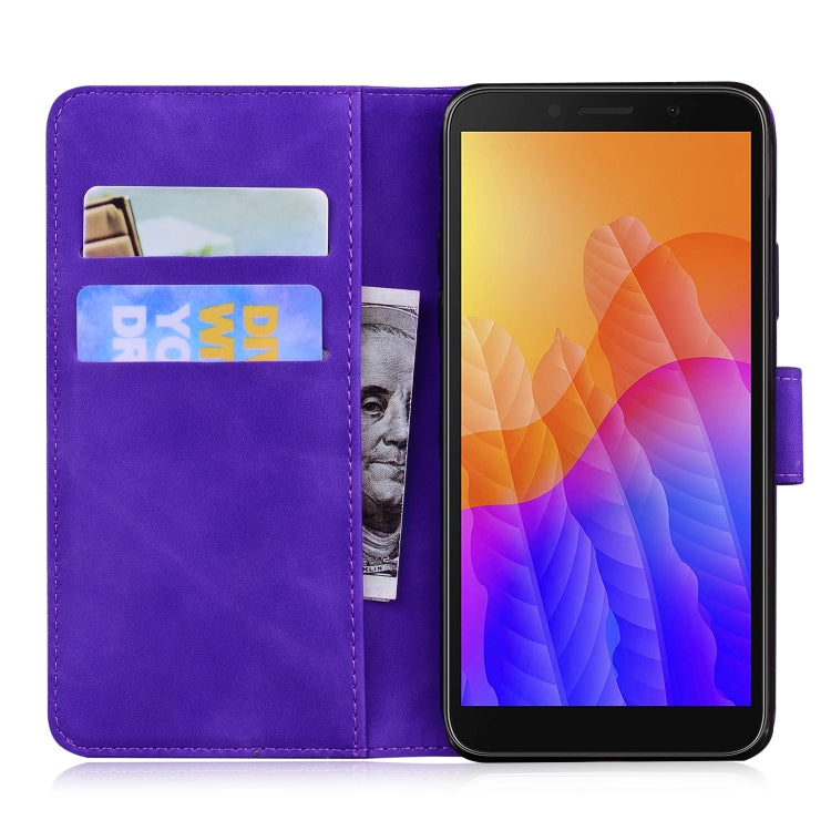 For Huawei Y5p Skin Feel Pure Color Flip Leather Phone Case