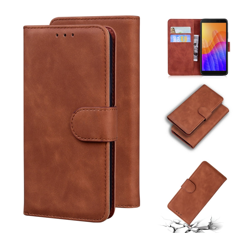 For Huawei Y5p Skin Feel Pure Color Flip Leather Phone Case