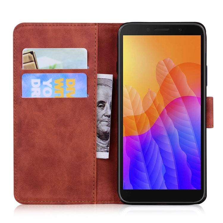 For Huawei Y5p Skin Feel Pure Color Flip Leather Phone Case