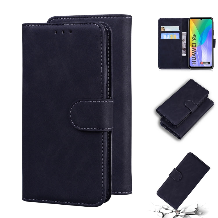 For Huawei Y6p Skin Feel Pure Color Flip Leather Phone Case