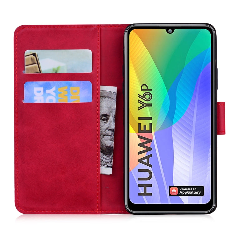 For Huawei Y6p Skin Feel Pure Color Flip Leather Phone Case