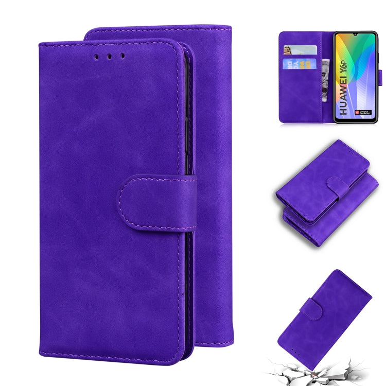 For Huawei Y6p Skin Feel Pure Color Flip Leather Phone Case