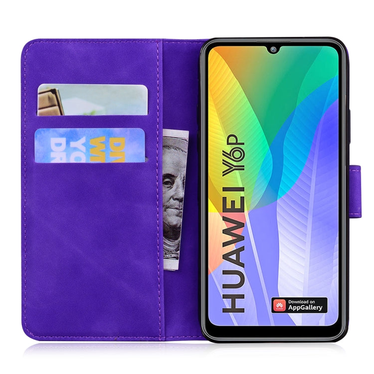 For Huawei Y6p Skin Feel Pure Color Flip Leather Phone Case