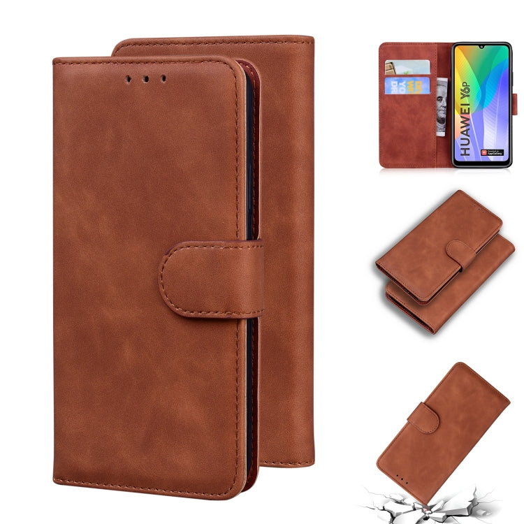 For Huawei Y6p Skin Feel Pure Color Flip Leather Phone Case