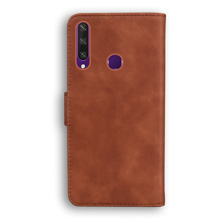 For Huawei Y6p Skin Feel Pure Color Flip Leather Phone Case