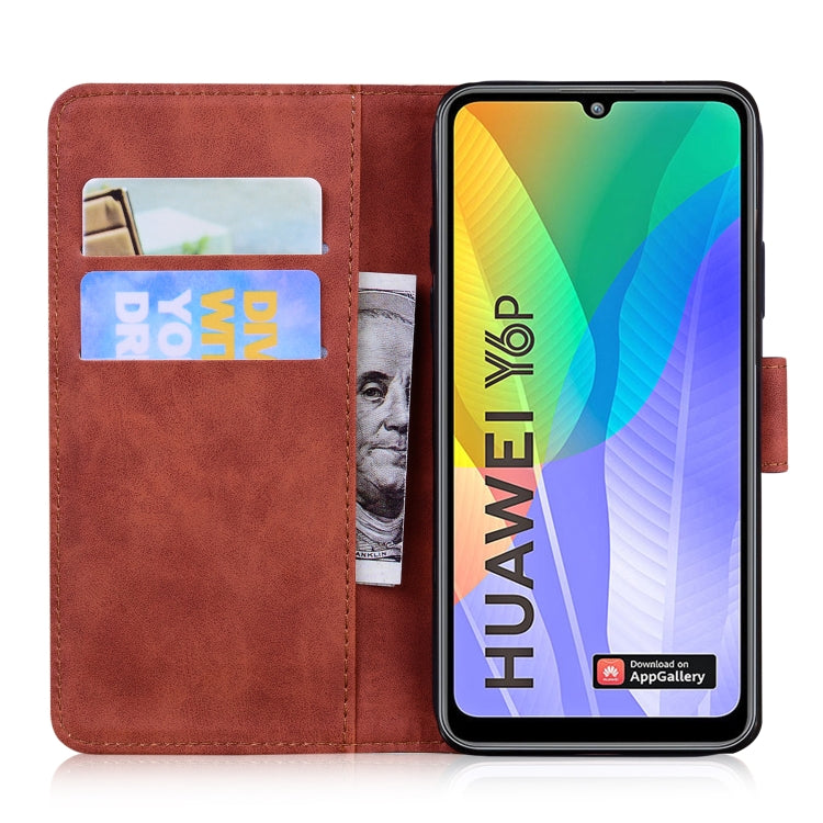 For Huawei Y6p Skin Feel Pure Color Flip Leather Phone Case