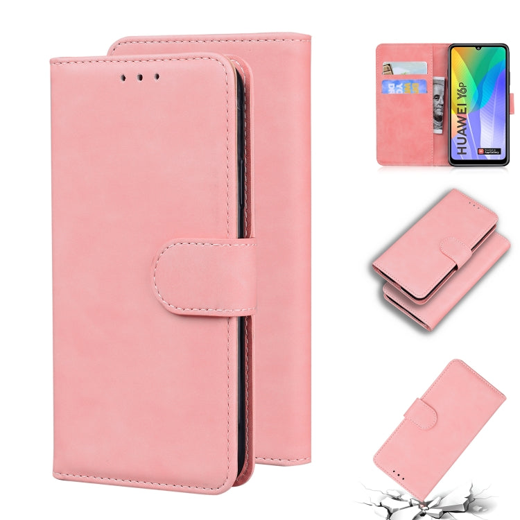 For Huawei Y6p Skin Feel Pure Color Flip Leather Phone Case