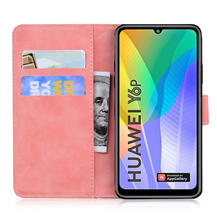 For Huawei Y6p Skin Feel Pure Color Flip Leather Phone Case